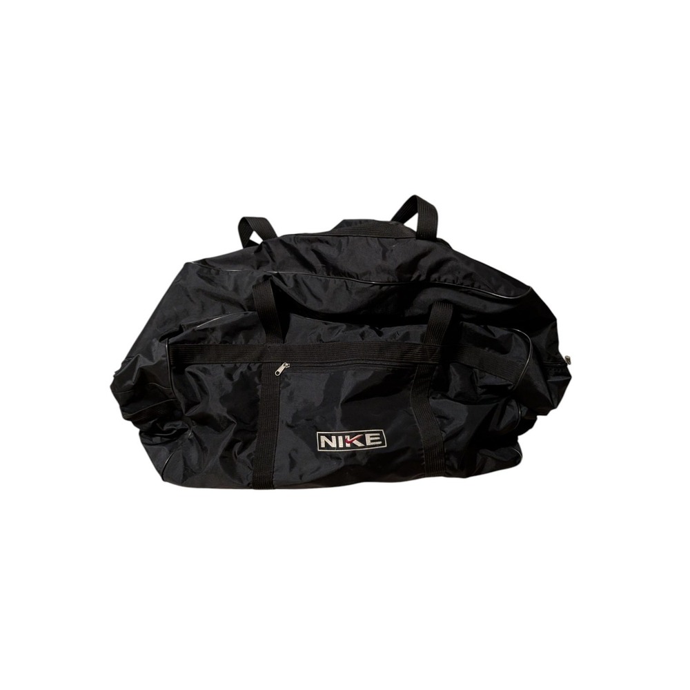 Vintage‎ Nike Duffel Bag 90s Nylon Black Red Swoosh Gym Travel Sports...